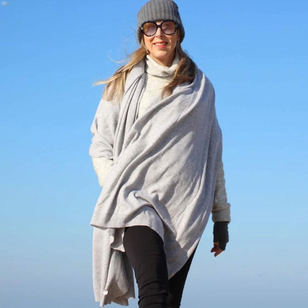 Cashmere Classic Travel Wrap,  Mixed Grey